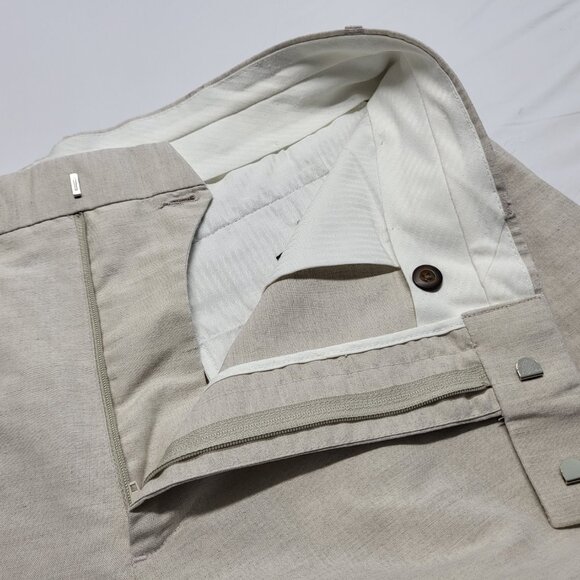 Axis Mens Pants Linen Blend 36 X 34 Straight Leg Pockets Cream Washable - Picture 6 of 14